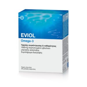 Eviol | Omega-3 1000mg Συμπλήρωμα Διατροφής Υψηλής Συγκέντρωσης & Καθαρότητας Ιχθυέλαιο 30 μαλακές κάψουλες