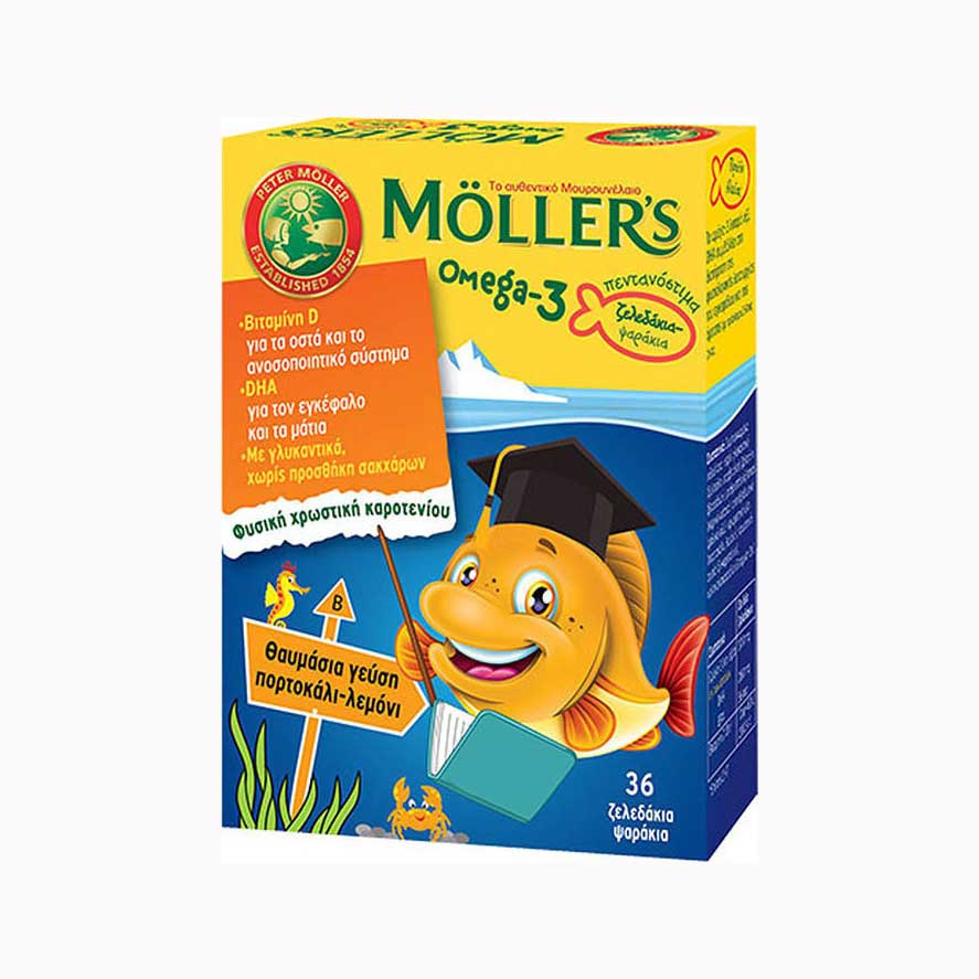 Moller's Omega-3 Ζελεδάκια-Ψαράκια με Γεύση Πορτοκάλι-Λεμόνι